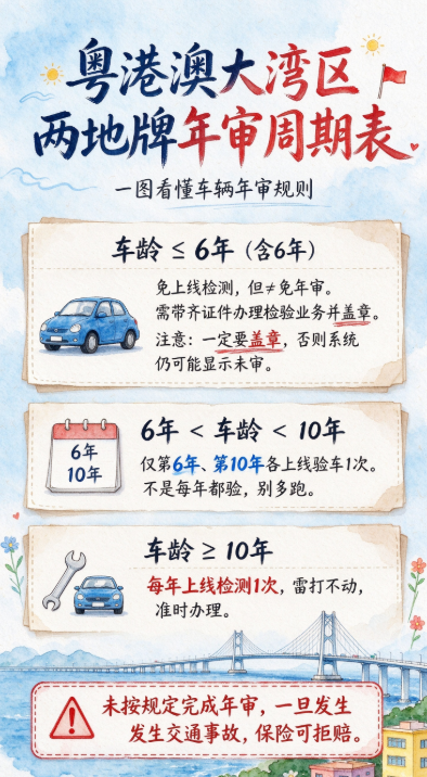 两地牌车主收藏！一张表搞懂年审周期，别等保险拒赔才后悔(图1)